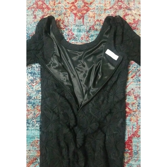 LOFT 82 one size, black with flower pattern dress - Picture 6 of 7